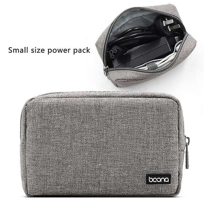 Boona Portable Travel Storage Bag for Laptop Power Adapter Gray