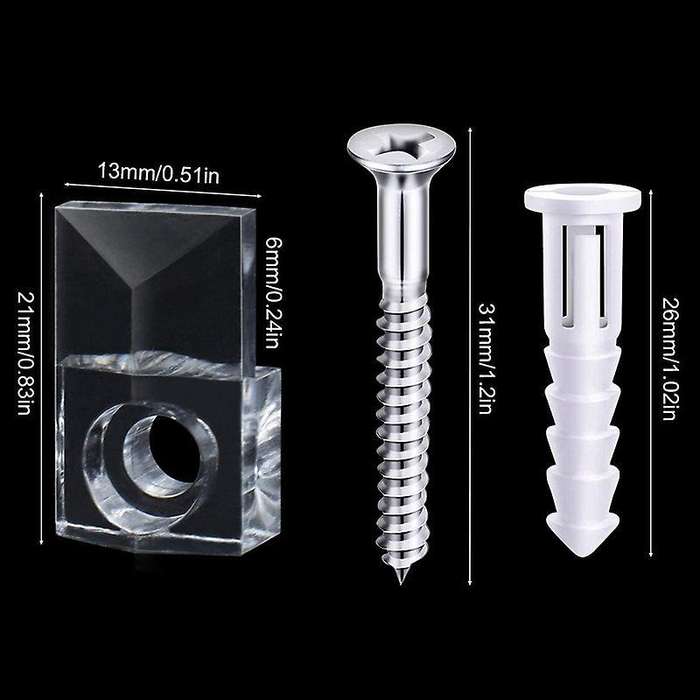 22 Sets Mirror Holder Clips Kit Crystal Clear Plastic Glass Retainer