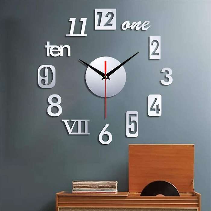 Diy Wall Clock - 3d Mirror Decor,wall Sticker Clock Home Decor Black