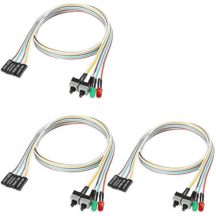 3pcs Computer Case Atx Power On Off Reset Switch Cable With