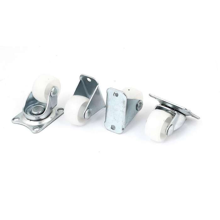 4 Pcs 1" Plastic Wheel Rectangle Top Plate Fixed Swivel Caster Set