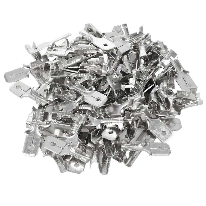 6.3mm Male Electrical Spade Crimp Terminals Wiring Connectors 100 Pcs