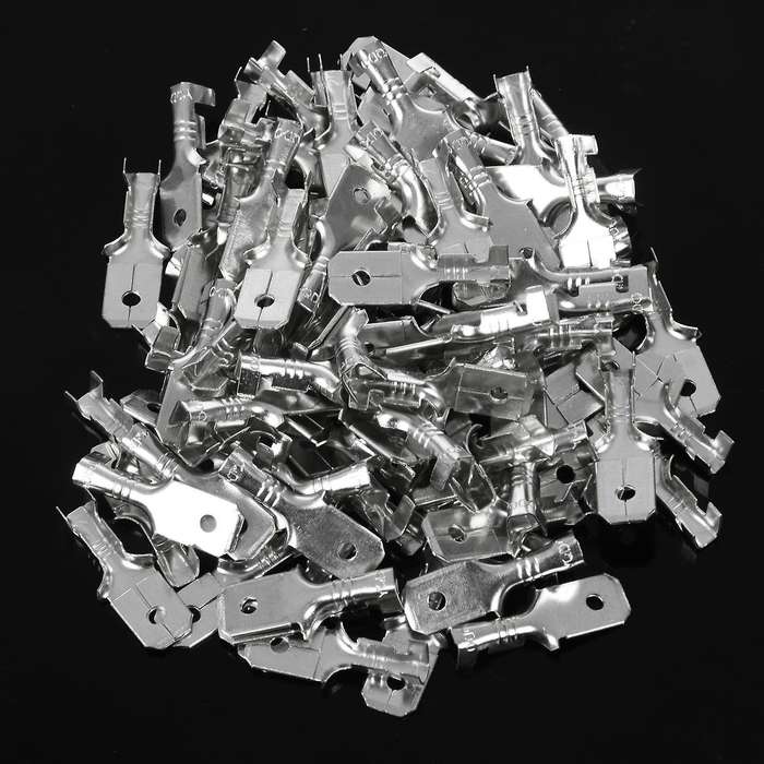 6.3mm Male Electrical Spade Crimp Terminals Wiring Connectors 100 Pcs