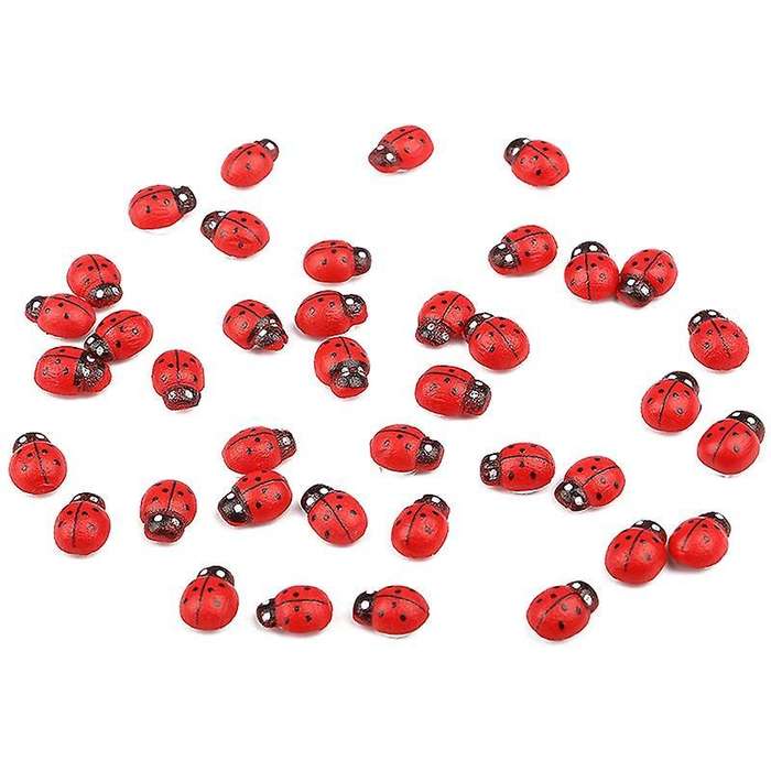 200pcs Mini-marienkfer Aus Holz, Fr Grten, Landschaften, Pflanzen