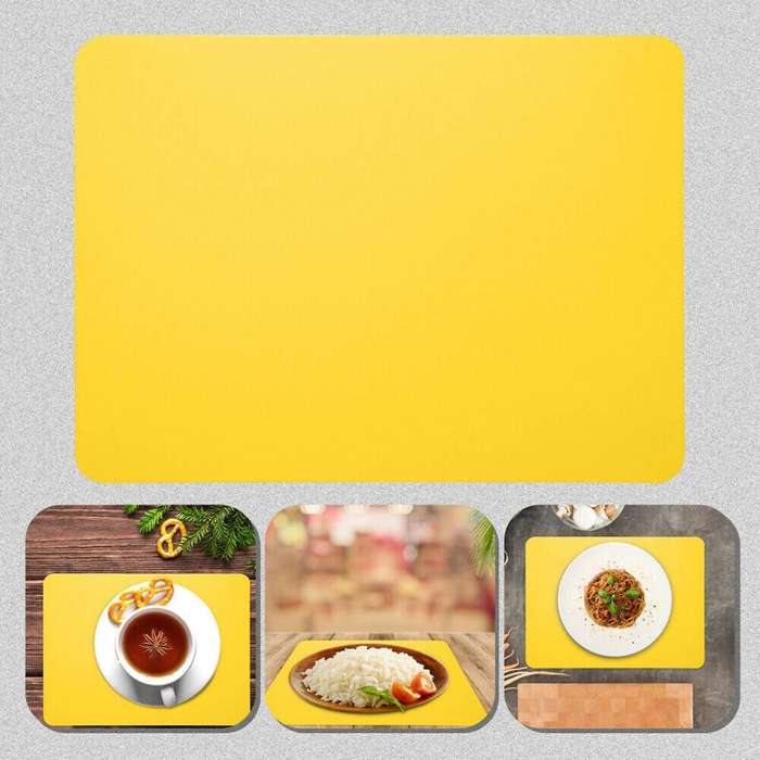 Simple Silicone Placemats Wipeable Non-slip Dinner Mats,yellow