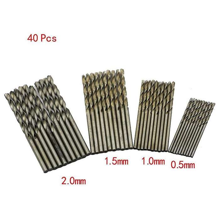 40 Pcs 0.5mm-2.0mm Straight Shank Mini Drill Set Small Drill Bits
