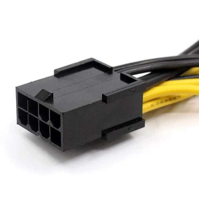 Eps Cpu 8pin to 2-port Pcie Dual Pci-e 6+2pin Y Splitter Cord 20cm