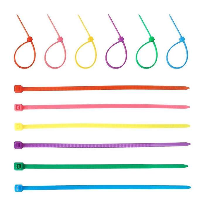 600 Pieces (100 Per Color) Small Colored Zipper Ties