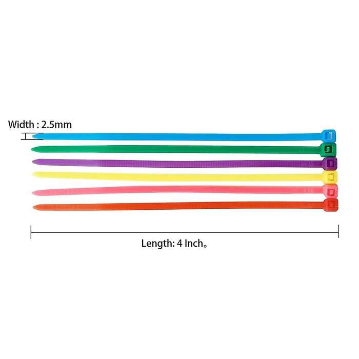 600 Pieces (100 Per Color) Small Colored Zipper Ties