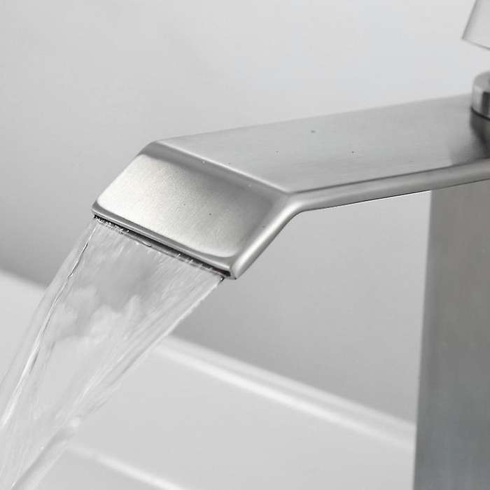 Square Cold Hot Sink Taps Bathroom Stainless Steel Basin Faucet