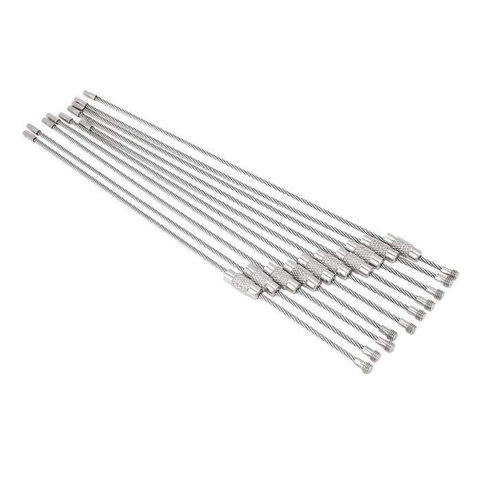 10pcs Stainless Steel Screw Locking Wire Keychain Cable Key Rings