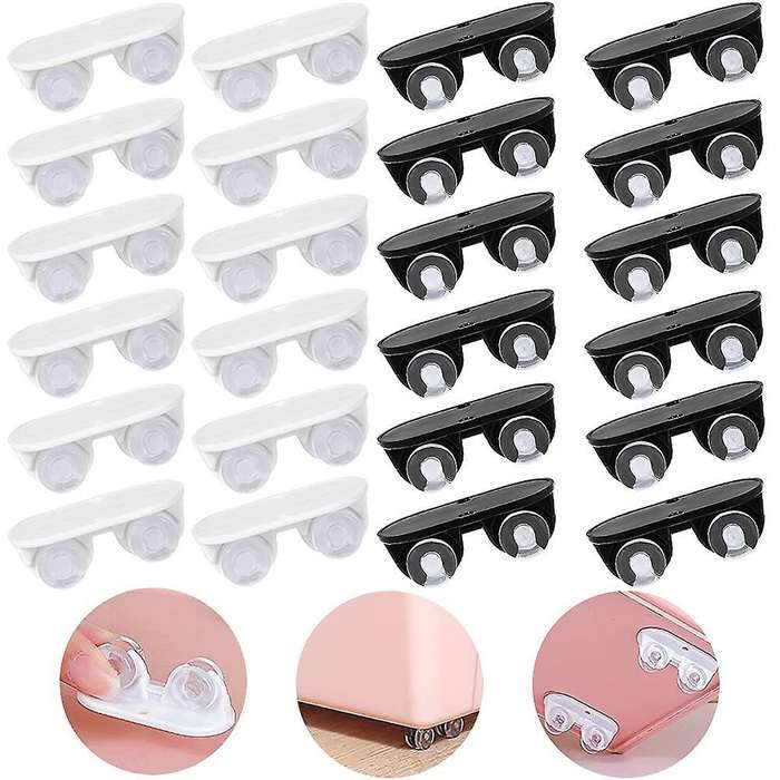 24 Pieces Self Adhesive Wheels Small Caster Wheels (white and Black)