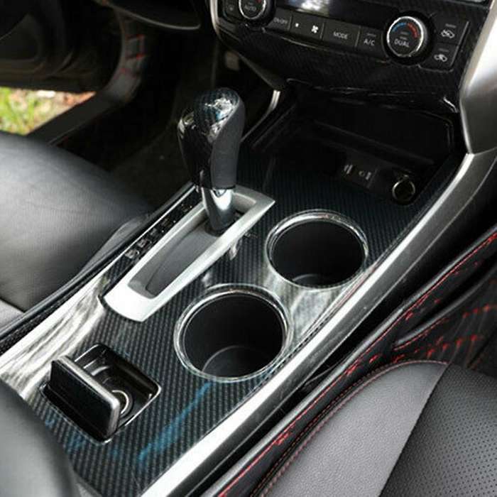 Carbon Fiber Central Console Gear Shift Knob Trim Shift Lever Cover