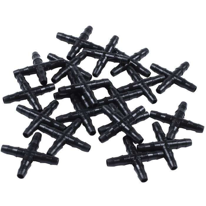 20 Pcs Black Sprinkler Irrigation Tee Pipe Barb Hose for Tube