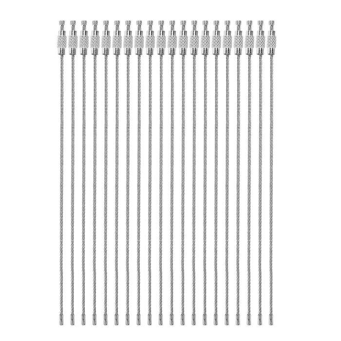 20x Silver Stainless Steel String Wire Luggage Tags Loop Key Rings