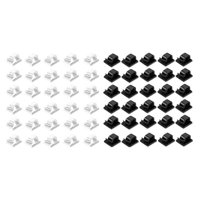60pc Cable Clips Adhesive Cord Holder for Car Office&home White+black