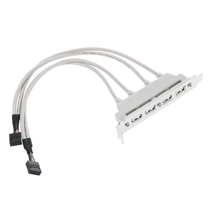 Dual Motherboard 9pin Header to 4port Usb 2.0 Female Cable Pci Bracket