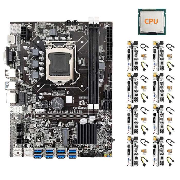 Btc B75 Mining Motherboard+cpu+8xver010 Riser Card