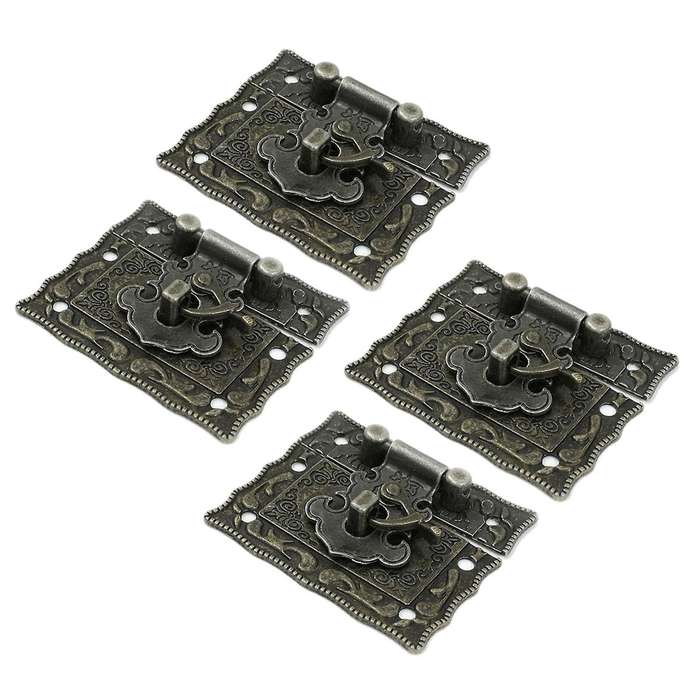 2 Pcs Antique Style Hardware Bronze Tone Metal Rectangle Latch