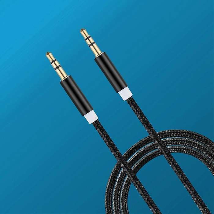 3.5mm Nylon Braided Audio Cable 1m for Mobile Phones Cars Computers