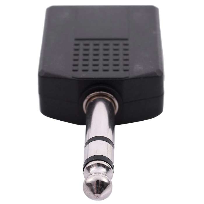 Mono 6.35mm Male Plug to Dual 6.35mm Female Socket Splitter Adapter Connector