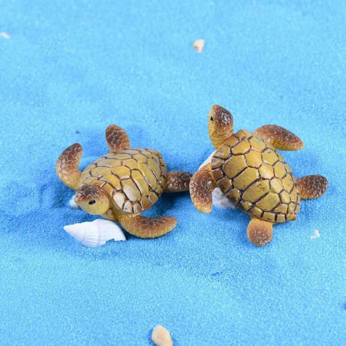 2x Mini Sea Turtle Model Resin Figurines Fish Tank Accessories