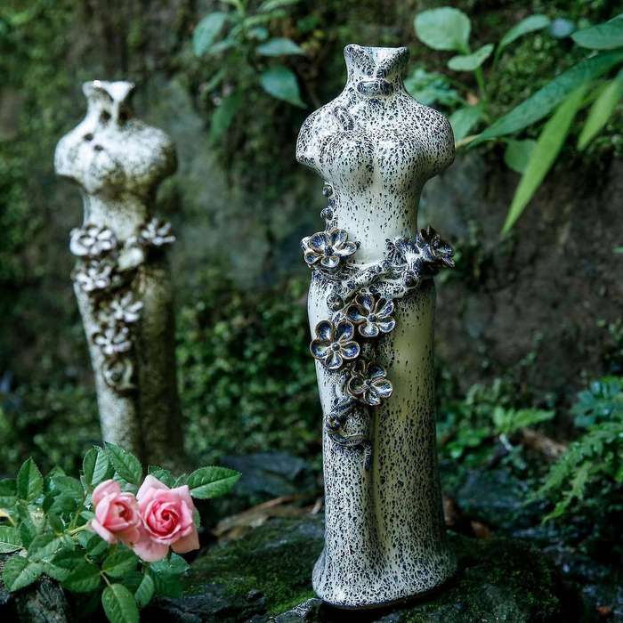 1pcs Cheongsam Dress Flower Pot Ceramic Vase Home Garden Decor B