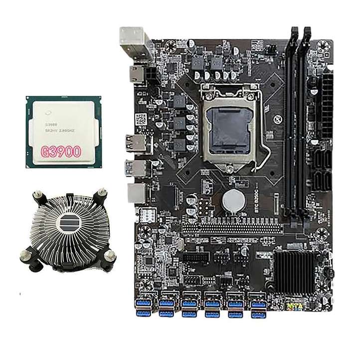 B250c Btc Mining Motherboard with G3900 Cpu+cooling Fan Ram Sata3.0