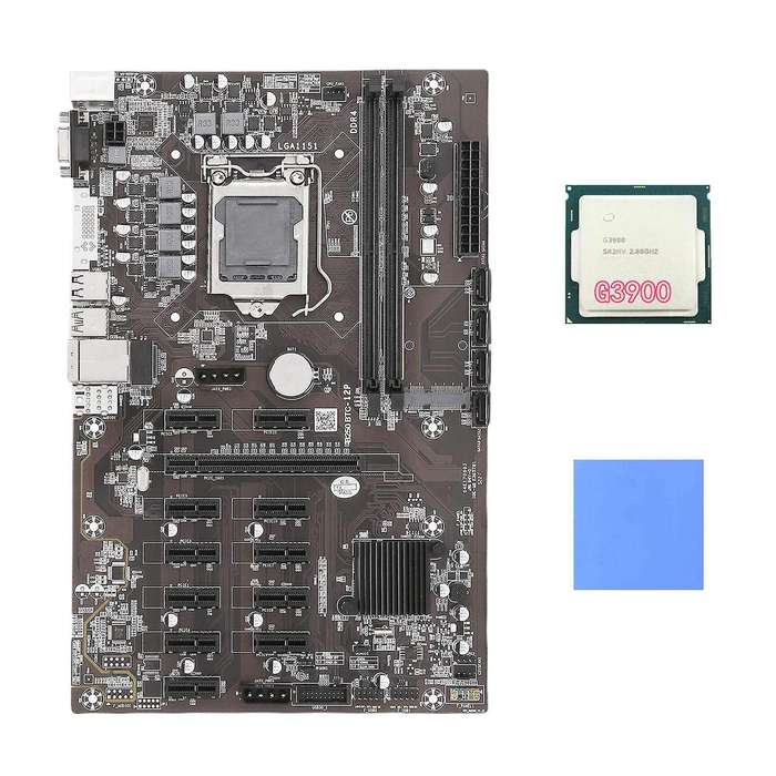 B250b Eth Mining Motherboard+g3900 Cpu+thermal Pad Ddr4 for Btc Miner
