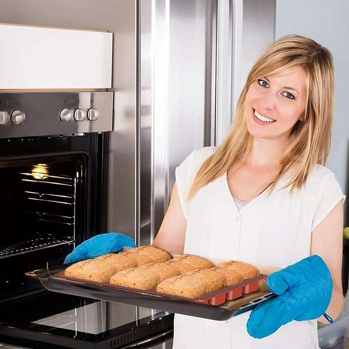 12 Cavities Brownie Flat Bread Pan Silicone Mini Bread Baking Pan