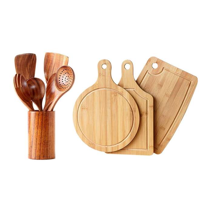 Bamboo Cutting Board for Kitchen, Pizza Fruit Board