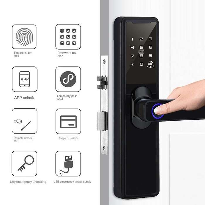 Intelligent Smart Wifi Password Electronic Door Lock Red Bronze