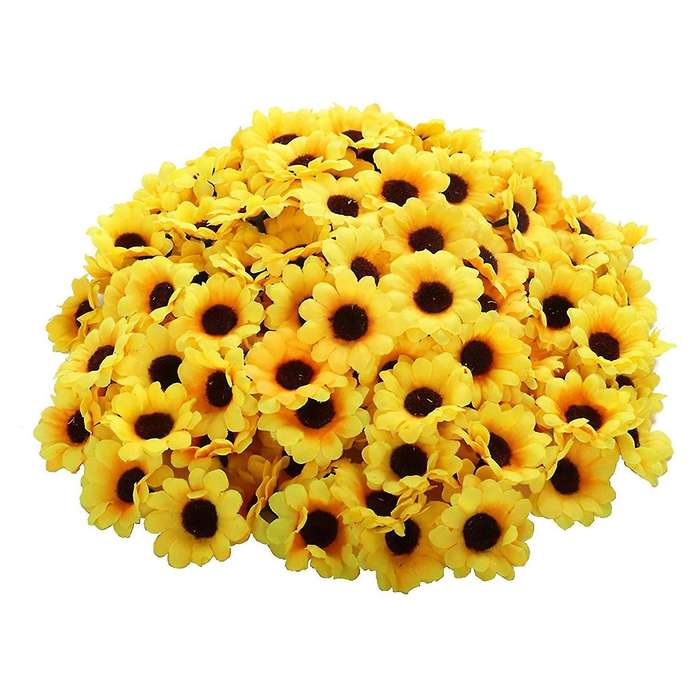 50pcs Artificial Sunflower Heads Fabric Sunflower Heads for Wedding