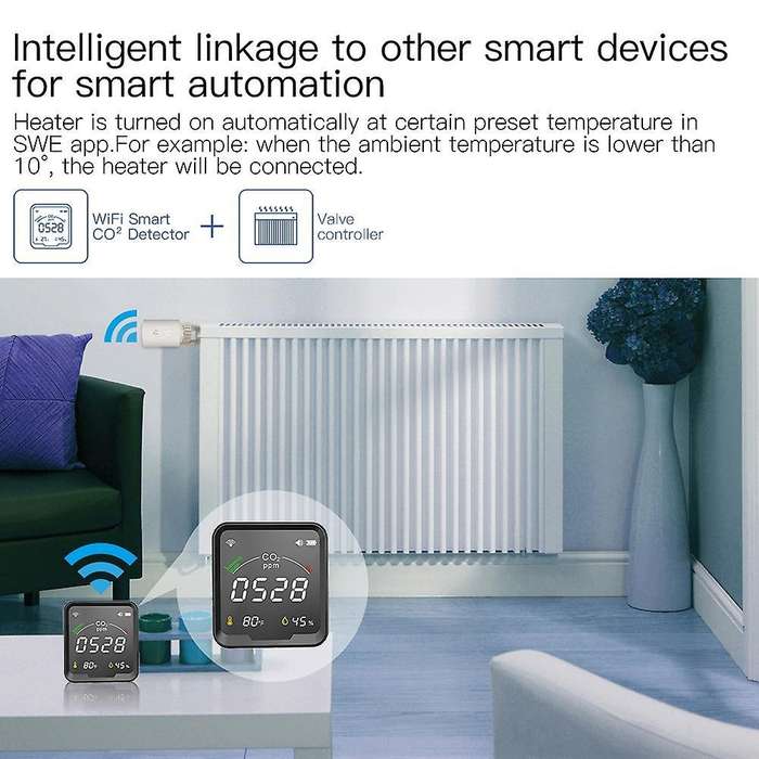 Wifi Tuya Smart Co2 Detector 3 In 1 Carbon Dioxide Detector