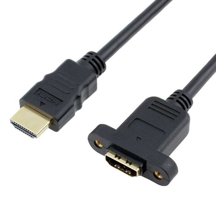 Hdmi Extension Cable with Screw Nut - Gold Plated Plugs,black (1ft)