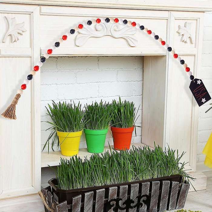 Independence Day Decorations Patriotic Wood Beads for 4th Of July