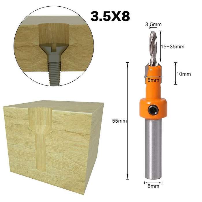 3 Pcs Countersink Drill Bit Set with Hex Key for Wood Screw Cutter
