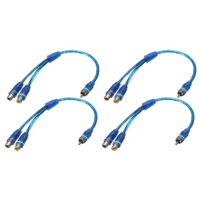 4x Rca Phono Y Splitter Lead Adapter Cable 1 Male to 2 Female 30cm