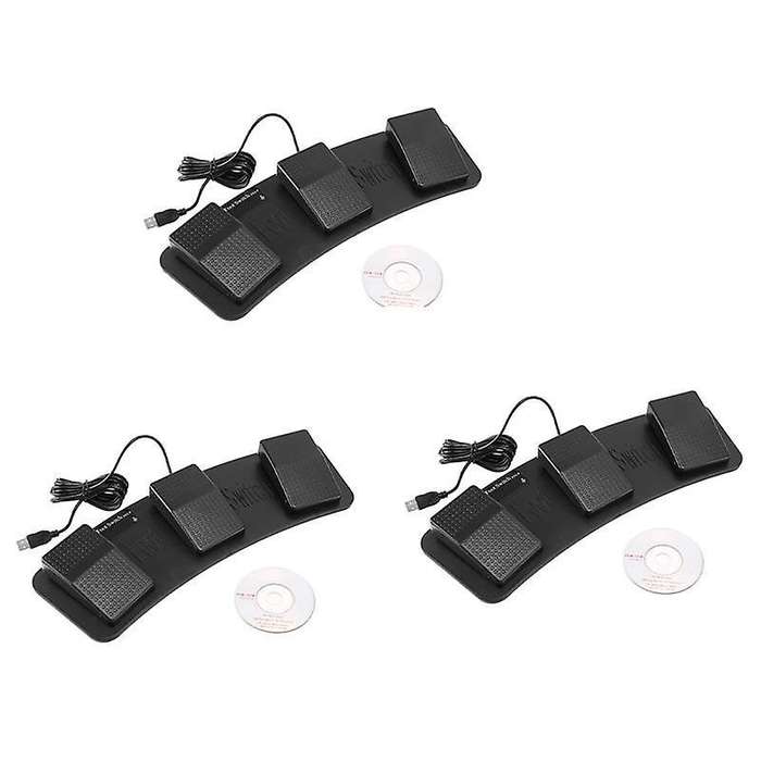 3x Fs3-p Usb Triple Foot Switch Pedal Control Keyboard Mouse Plastic