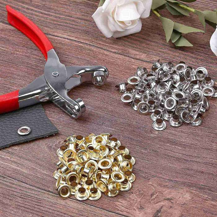 401pcs 1/4inch 6mm Grommet Eyelet Pliers Kit, with 400 Metal Eyelets
