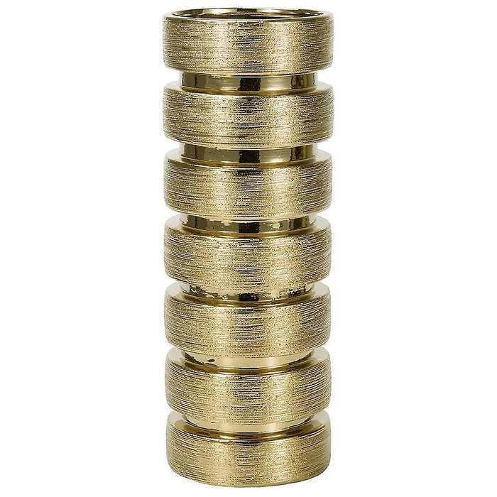 12.5 Inch Tall Modern Gold Tone Design Ceramic Flower Vase