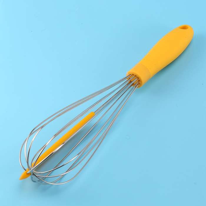 304 Stainless Steel Balloon Whisk with Silicone Scraper ,yellow