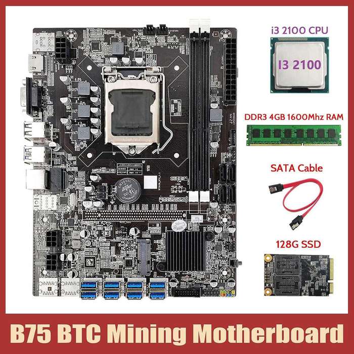 Motherboard+i3 2100 Cpu+ddr3 4gb Ram+128g Msata Ssd+sata Cable