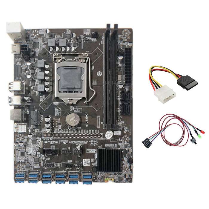 B250c Miner Motherboard+switch Cable with Light Support Ddr4