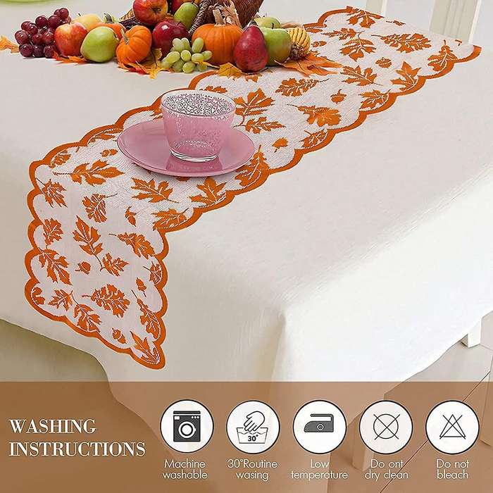 Autumn Decoration Thanksgiving Table Runner Maple Leaf Lace