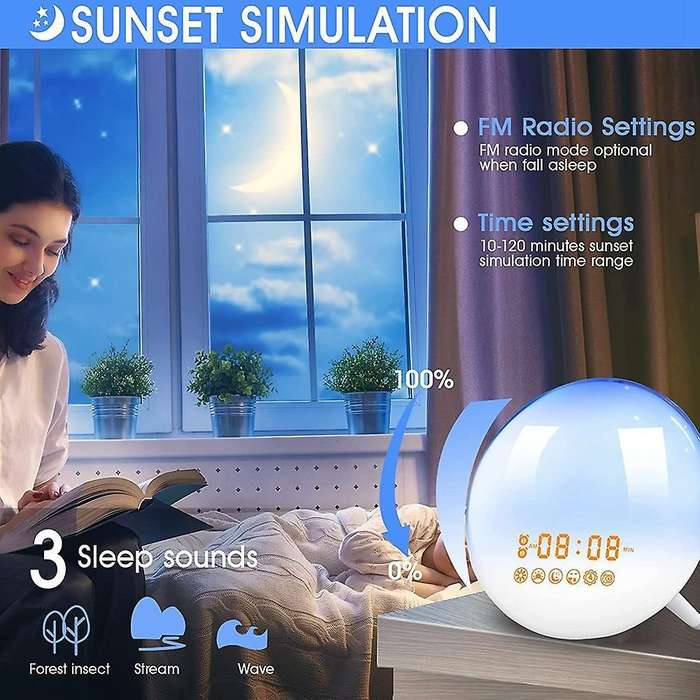Sunrise Alarm Clock Wake Up Light for Bedrooms, Heavy Sleepers