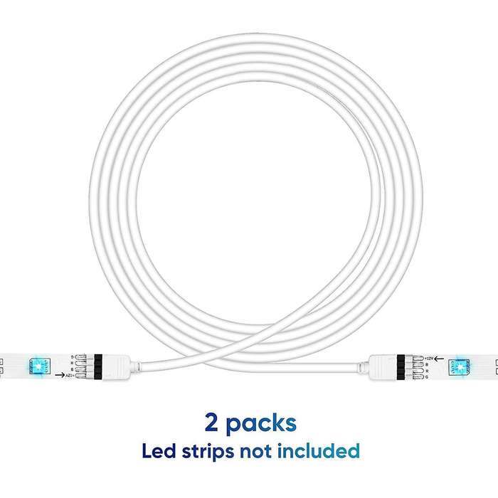 2 Pack 2m Rgb Extension Cable Led Strip Connector with 4 Pack 4 Male