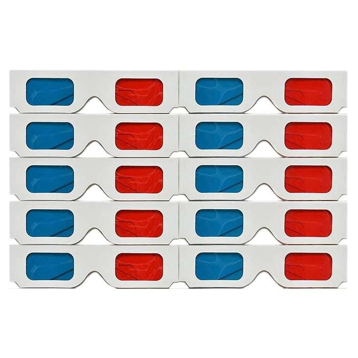 Gafas 3d,10 Pares Lentes Estreo Papel Rojo Y Azul Para Pelculas Set