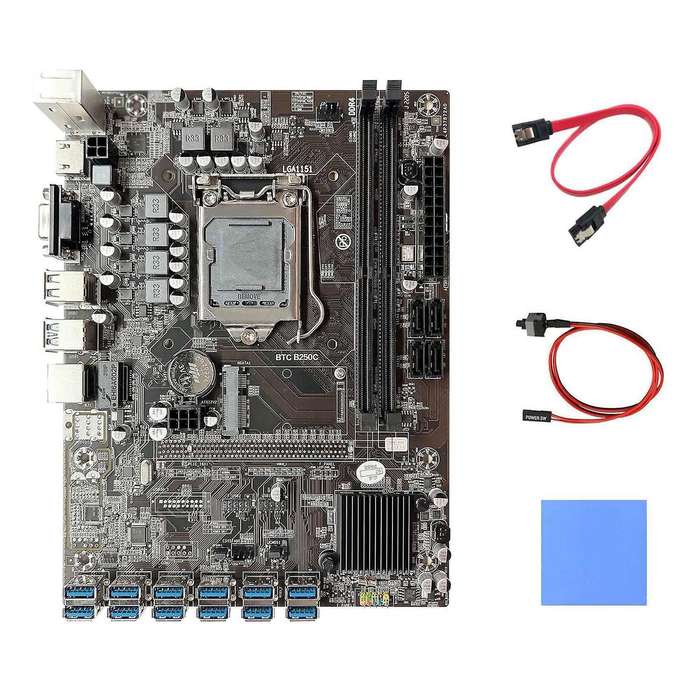 B250c Btc Mining Motherboard+thermal Pad+sata Cable+switch Cable