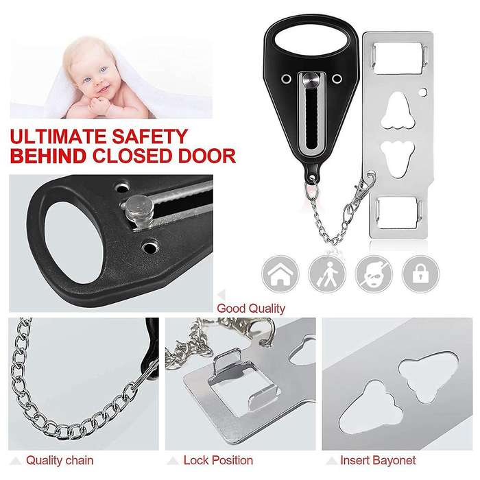 Portable Door Locks for Travel Door Lock Security Devices Black